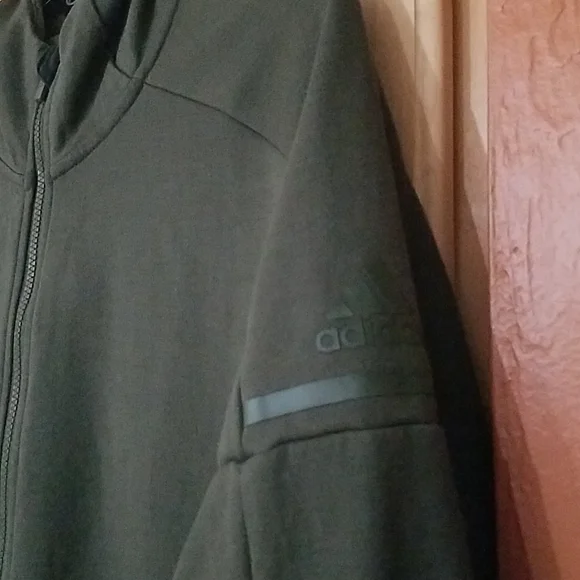 Adidas Athletics Squad ID Full Zip Hoodie Sweatshirt Jacket Green - Picture 2 of 5